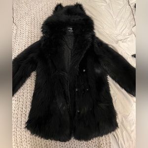 Spirithoods Black Wolf FAUX Fur Coat Size M